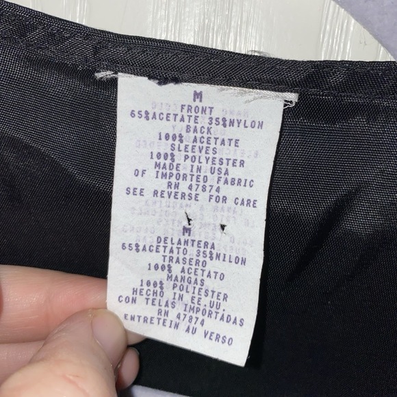 Vintage Women's Blouse vest Long‎ sheer sleeve outstanding floral Black Medium - Picture 8 of 11